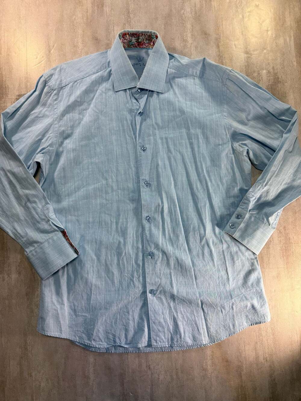 Bertigo Light Blue Long Sleeve Button Down‎ Shirt with Contrast Trim